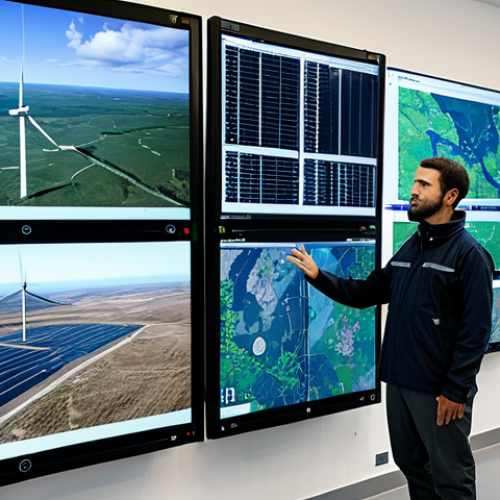 A professional environmental engineer, fully clothed in modest, practical field attire, stands confidently in a high-tech environmental monitoring center. Large digital screens behind them display intricate satellite imagery of a diverse Portuguese ecosystem, alongside real-time data visualizations from ground sensors. A modern drone is visible on a charging station, emphasizing advanced monitoring. The atmosphere is one of precision and technological innovation in conservation. professional photography, high quality, perfect anatomy, correct proportions, natural pose, well-formed hands, proper finger count, natural body proportions, safe for work, appropriate content, fully clothed, professional.