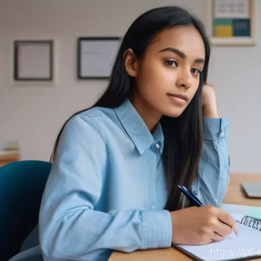 환경보전기술자 실기 시험 준비 체크리스트 - A focused young woman, around 20-25 years old, with diverse ethnicity, sits at a clean, well-lit stu...