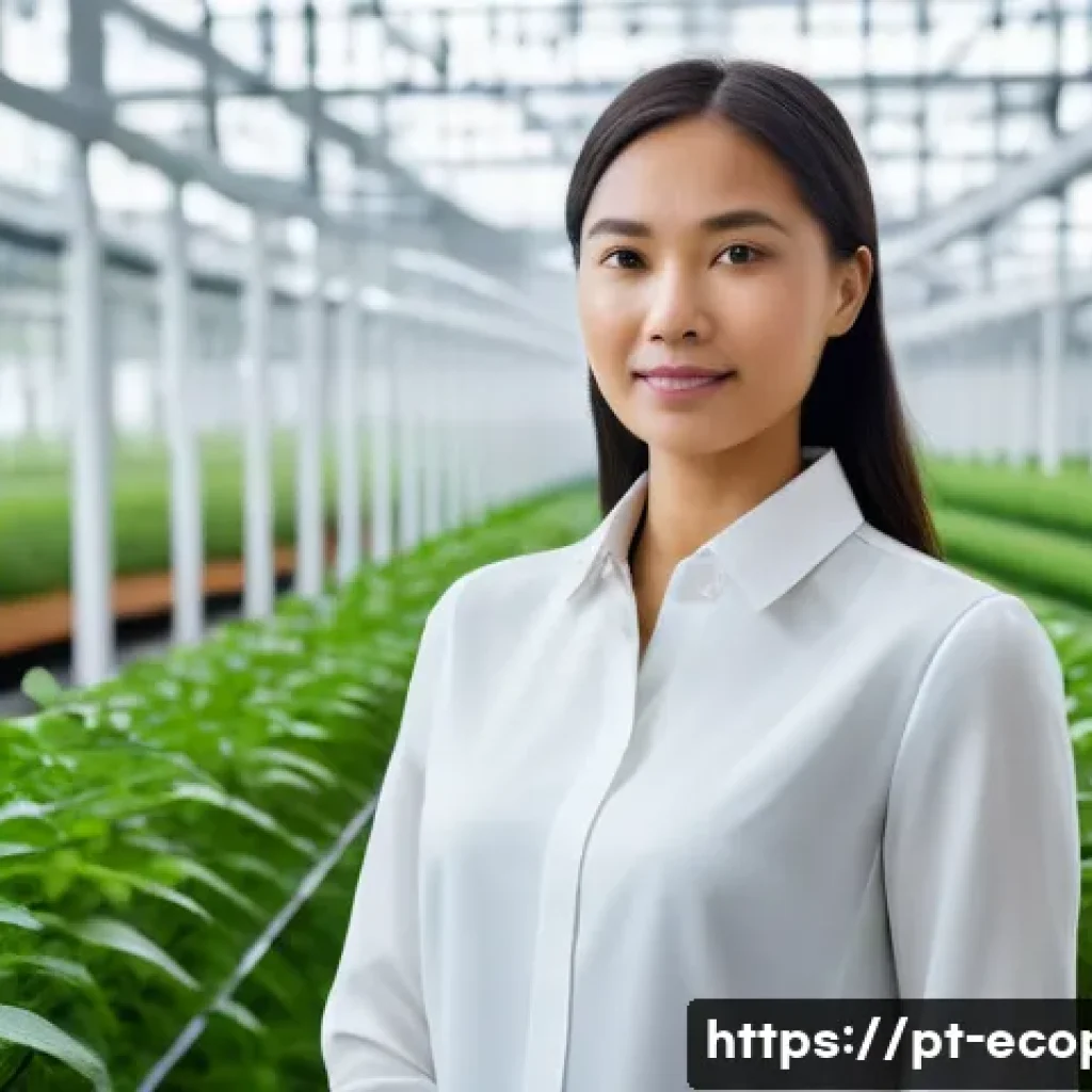 환경보전기술자 이직 시 유의 사항 - **Prompt:** A highly skilled female environmental engineer, of diverse ethnicity, stands confidently...