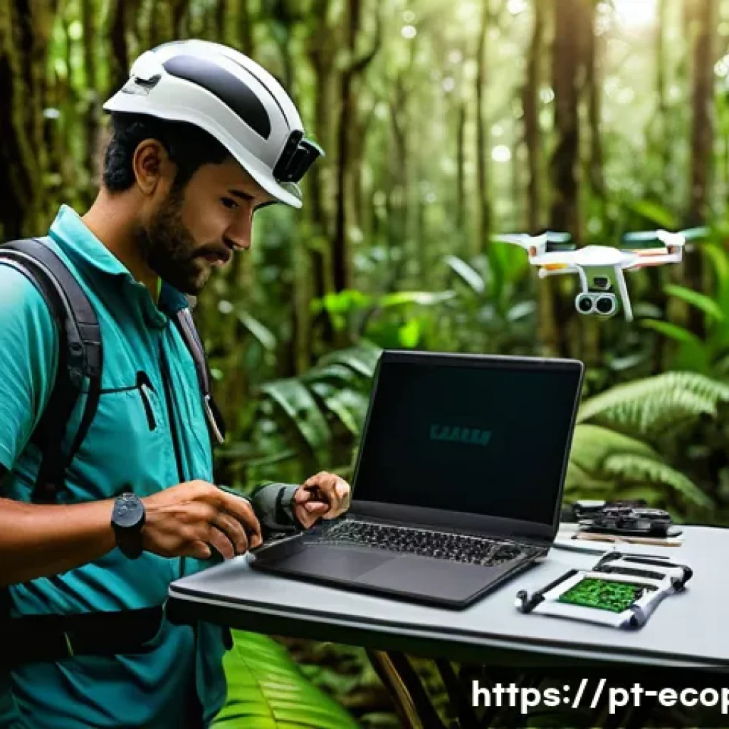 환경보전기술자 취업 전쟁 대비법 - A professional environmental conservation technician in Brazil wearing appropriate field gear and sa...